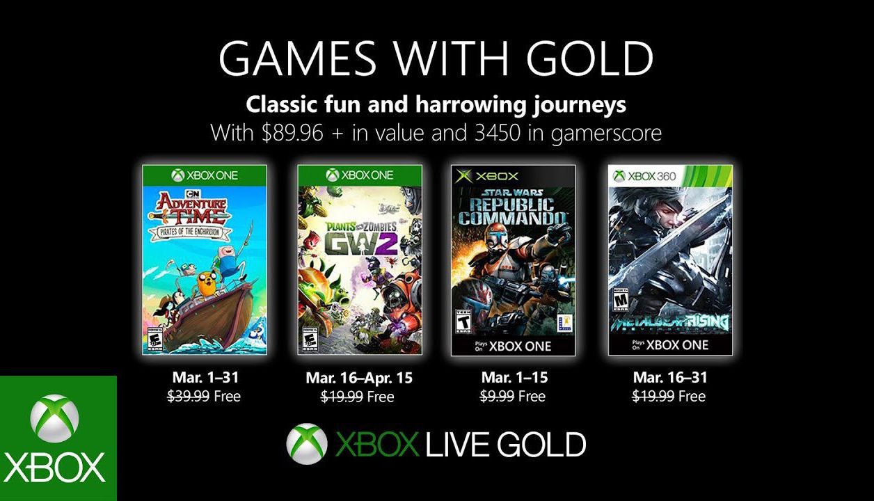 Xbox Games with Gold : les jeux gratuits de mars 2019 dévoilés