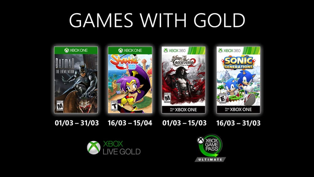Xbox Games with Gold : les jeux gratuits de mars 2020