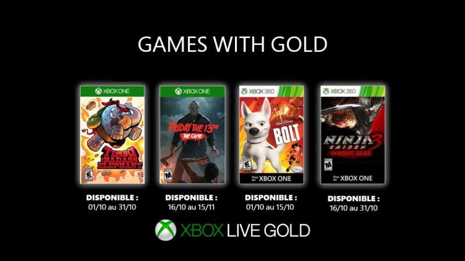 Xbox Games with Gold : les jeux gratuits d'octobre 2019