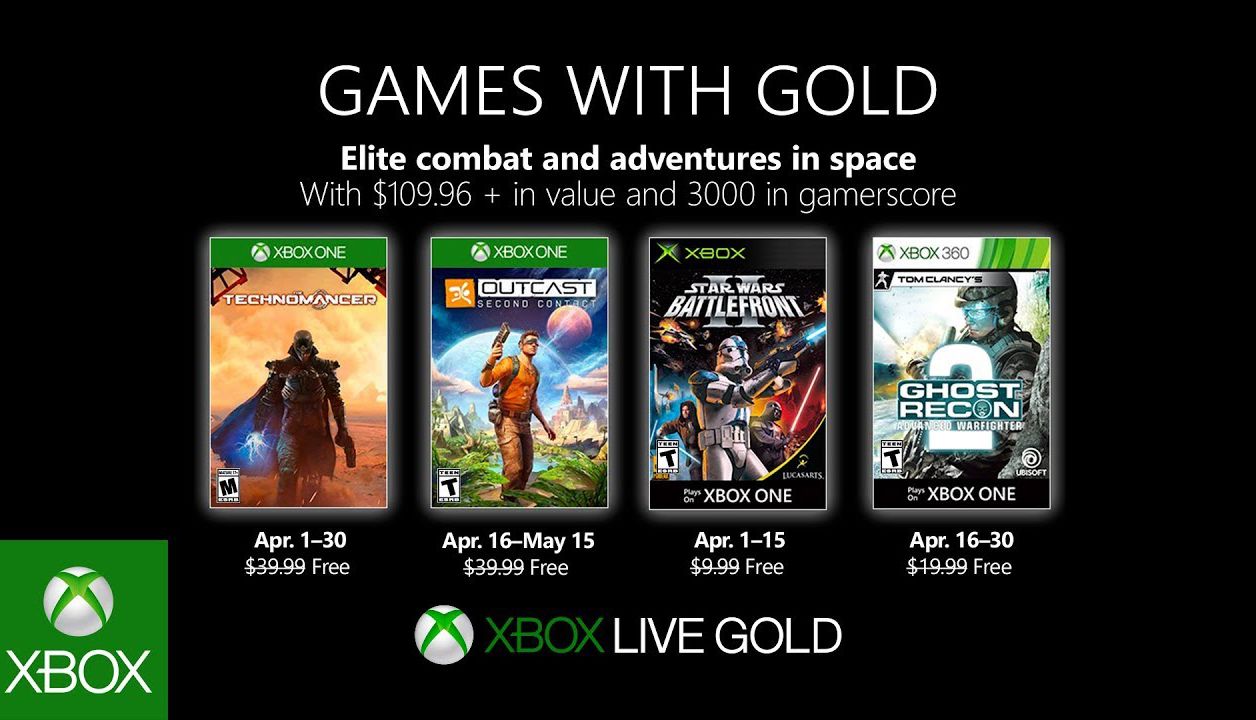 Xbox Games with Gold : voici les jeux disponibles gratuitement en avril