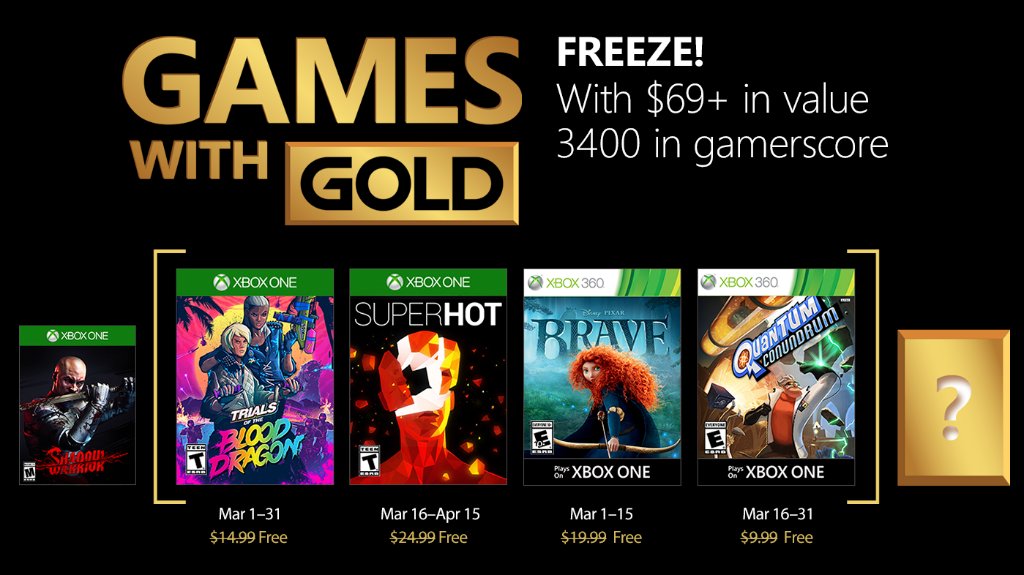 Xbox Live : Microsoft dévoile la liste des jeux gratuits de mars