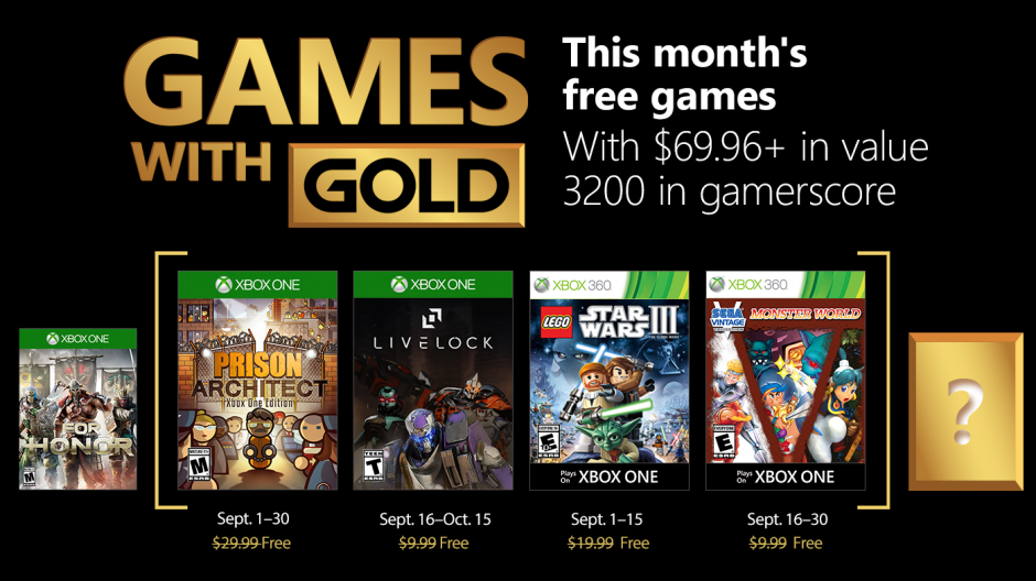 Xbox Live : Microsoft dévoile la liste des jeux gratuits du mois de septembre
